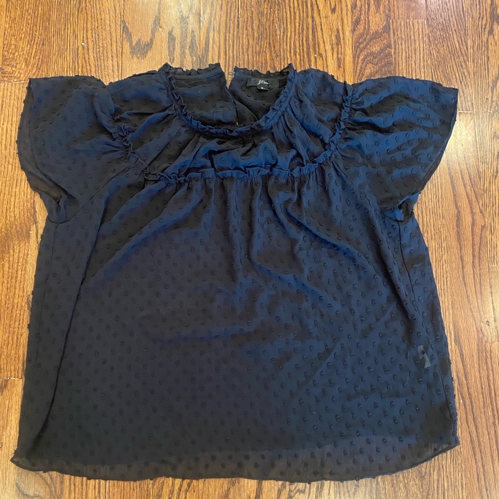 J Crew Black Swiss dot Top Size Small‎